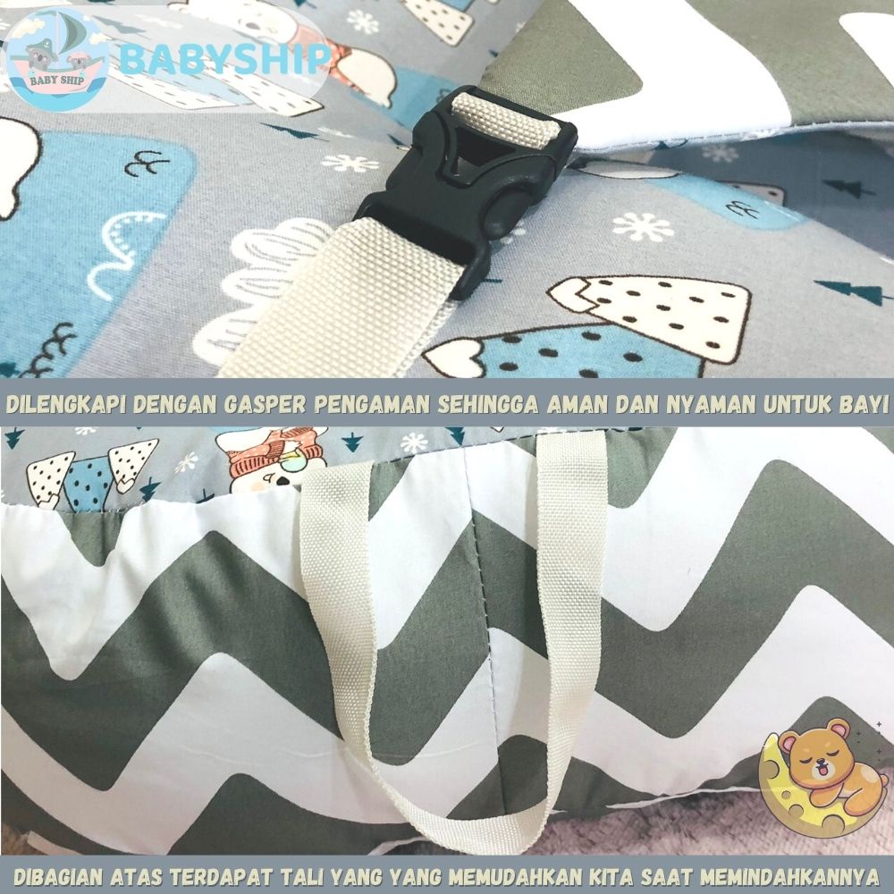 Sofa Bayi Jumbo Multifungsi Dengan Tali Pengait Untuk Bayi Belajar Duduk dan Gesper Pengaman Free Bantal Peyang Mahkota dan Plastik Mika Premium [ Merk BabyShip ]