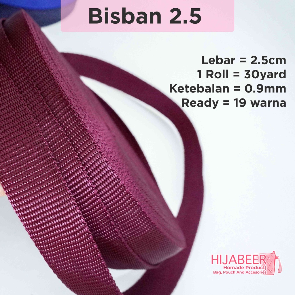 Bisban Webbing 2,5cm Bahan Strap Tas Tebal Ukuran Sedang