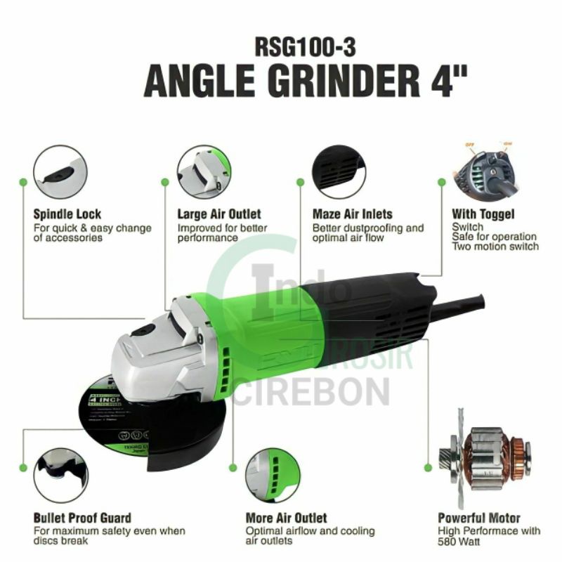 RYU RSG 100-3Mesin Gerinda Tangan 4&quot; Angle Grinder 4 inch RYU RSG 100-3