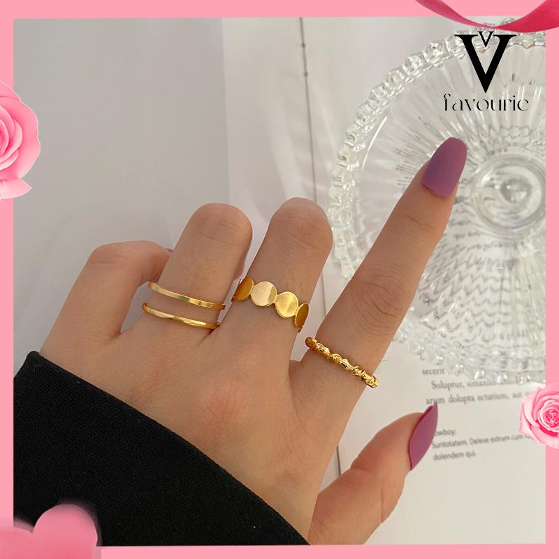 COD3 Set Cincin Jari Gaya Korea Fashion Vintage Geometris cincin Untuk Wanita-FA