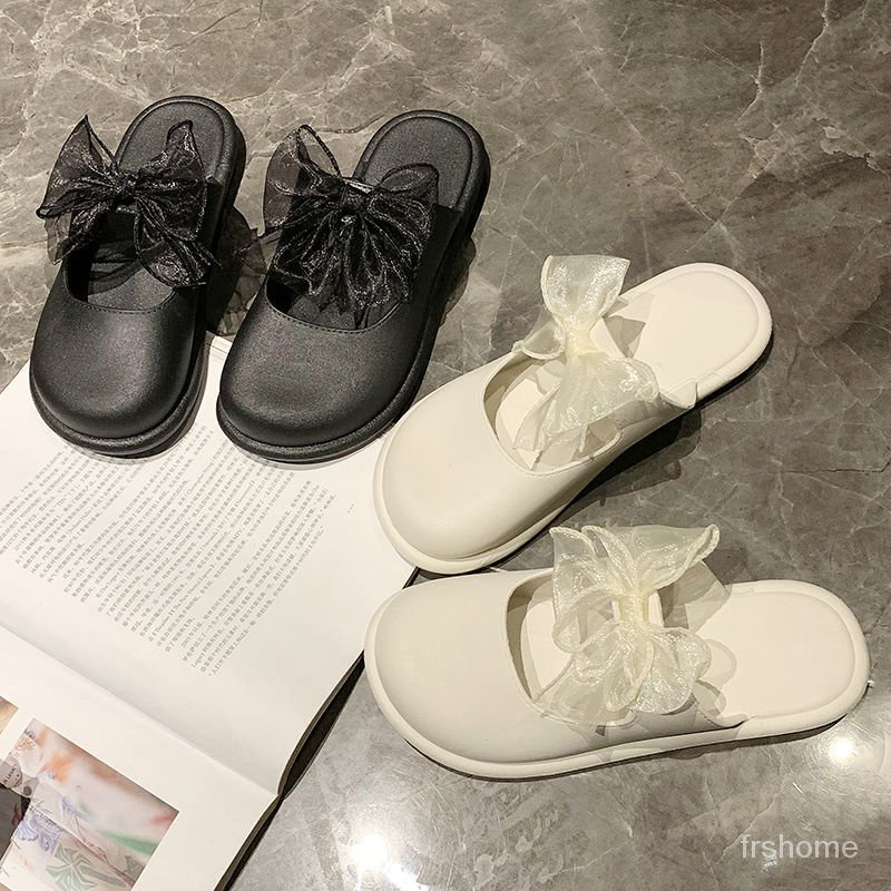 Paket kepala setengah sandal sandal sandal wanita musim panas di luar memakai sandal busur bawah ant