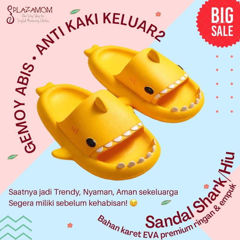 Sandal hiu shark EVA karet ANAK kids kid Laki Perempuan girl boy Unisex Sendal Selop Slippers Slip Strap Empuk Ringan Anti slip Kualitas Premium Nyaman Bisa untuk outdoor indoor trendy kekinian viral hits cute gemoy imut lucu