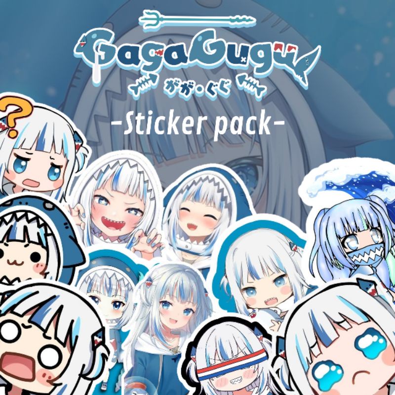 STICKER PACK GAWR GURA 20PCS HOLOLIVE EN (WATERPROOF)