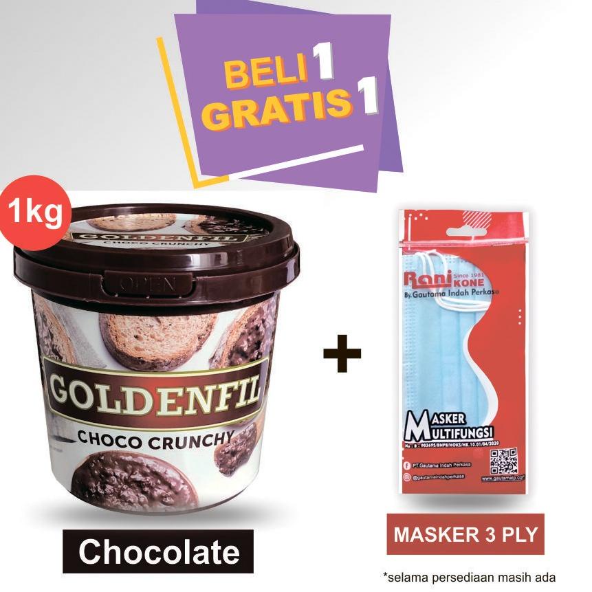 

xzo-15 GOLDENFIL Choco Crunchy 1kg HALAL !!! GRATIS masker 1 pcs .,.,