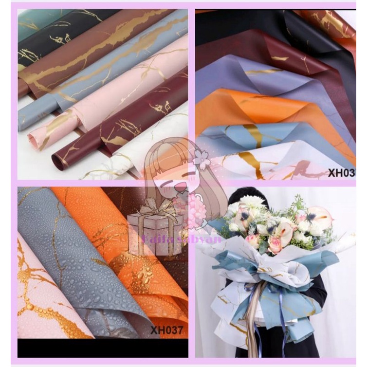 

(ecer) FLOWER WRAPPING MARBLE COLOR CELLOPHANE KERTAS BUKET BUNGA