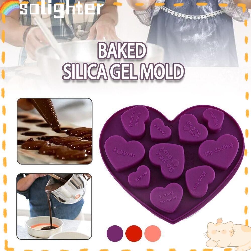 Solighter Cetakan Silikon Hari Valentine Aksesoris Baking DIY Sabun Cetakan Berbentuk Hati 3D Art Wax Mold