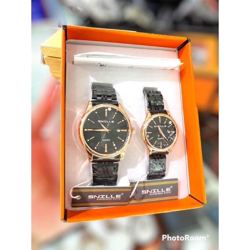 TERBARU!!! Jam Tangan Couple Pasangan Snille Tali Rantai Anti Air Tanggal Aktif