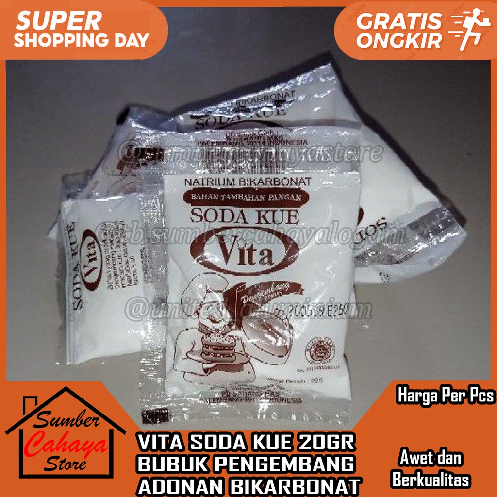 

SODA KUE VITA 20 GR PENGEMBANG ADONAN BIKAR BONAT BIKARBONAT BICARBONATE BUBUK FOOD GRADE SACHET 20GR KEMASAN PLASTIK PELASTIK BAKING POWDER BEKING CAKE DONAT BOLU RAGI KEMBANG MENGEMBANG FITA NATRIUM FERMEN FERMENTASI KOEPOE KUPU KOE POE