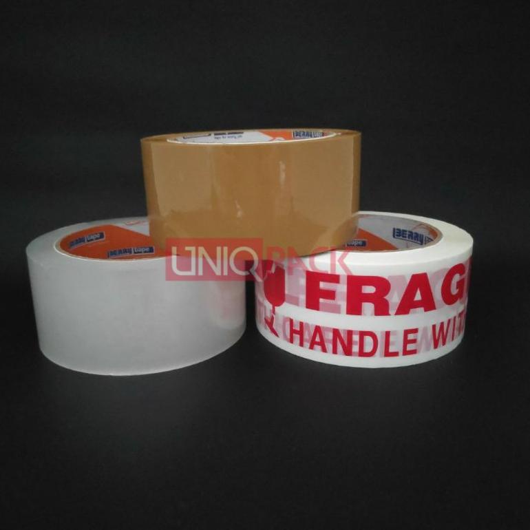 

ウ Lakban Isolasi Fragile Bening Coklat 48mm x 100yard げ