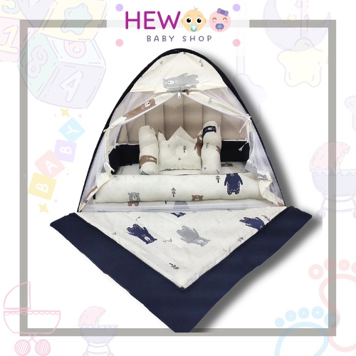 KASUR BAYI SET KELAMBU PLUS BEDCOVER LENGKAP MOTIF TERBARU