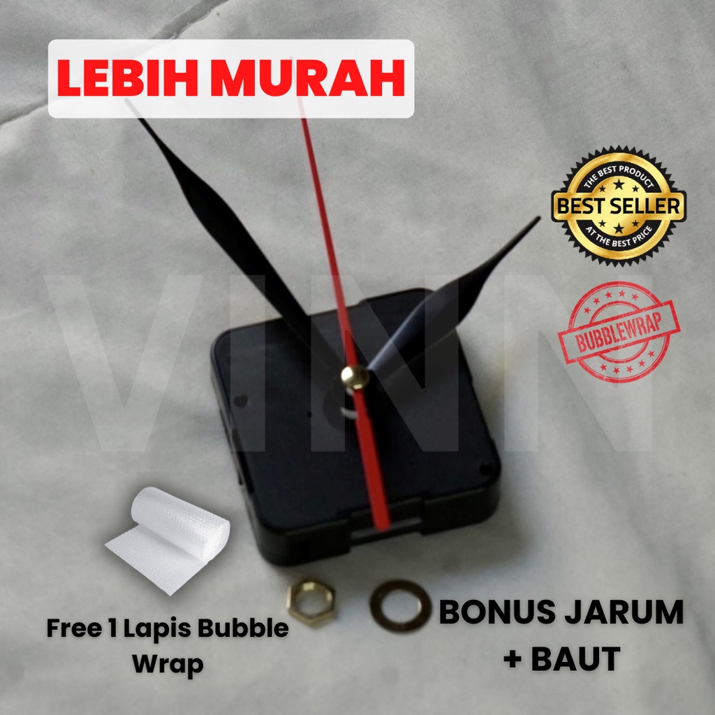 QUARTZ | Mesin Jam Dinding Analog Murah ORI Quartz / Berdetak / Berbunyi / Bersuara | BONUS FULLSET Jarum dan Baut Ring