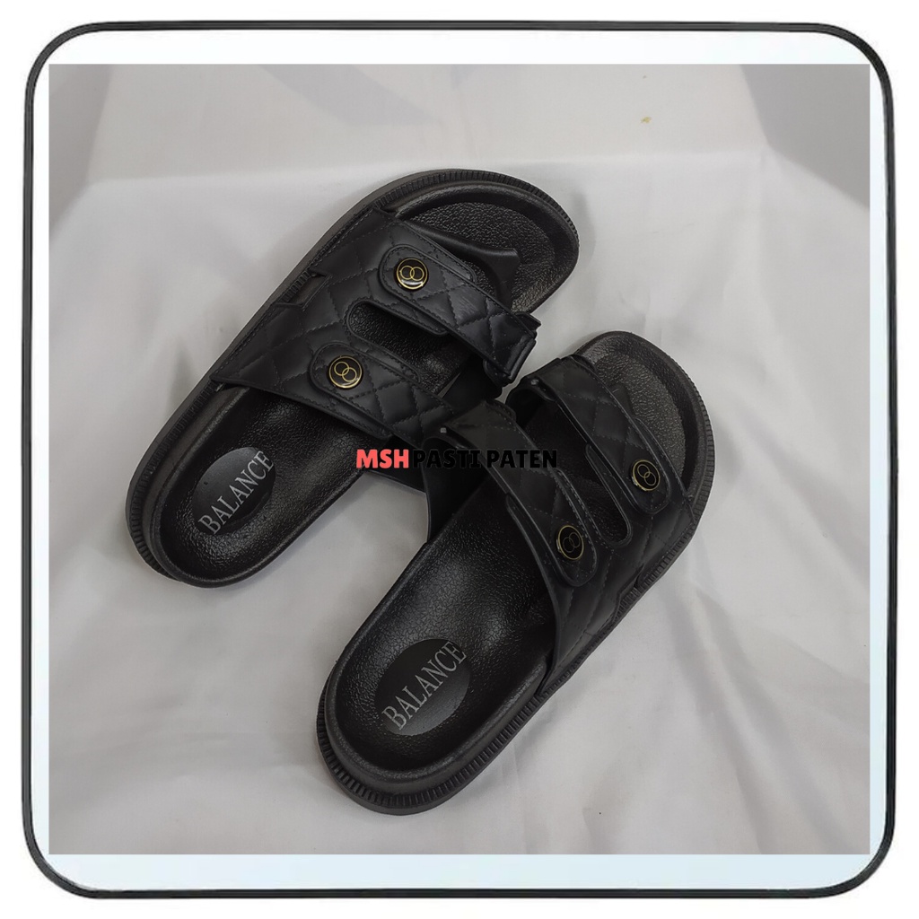 Sandal slop karet motif kulit wanita tahan air anti slip Sandal impor merk balance 1728