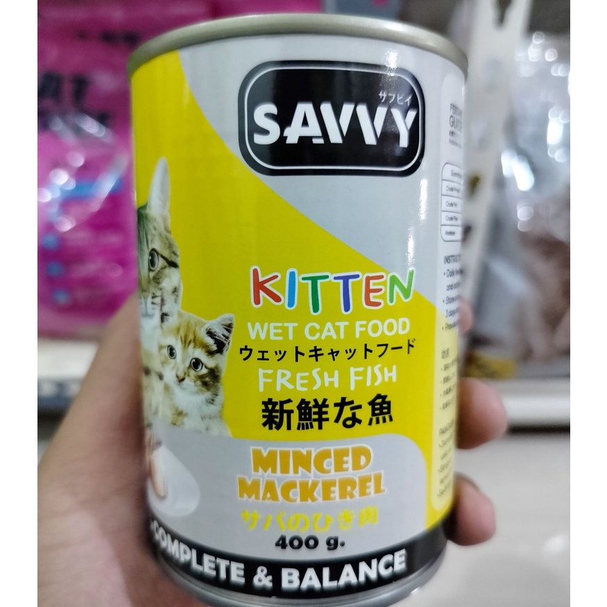 Makanan Kucing Basah Savvy Kaleng Adult Dan Kitten Kaleng Wet Food 400gr Non Whiskas