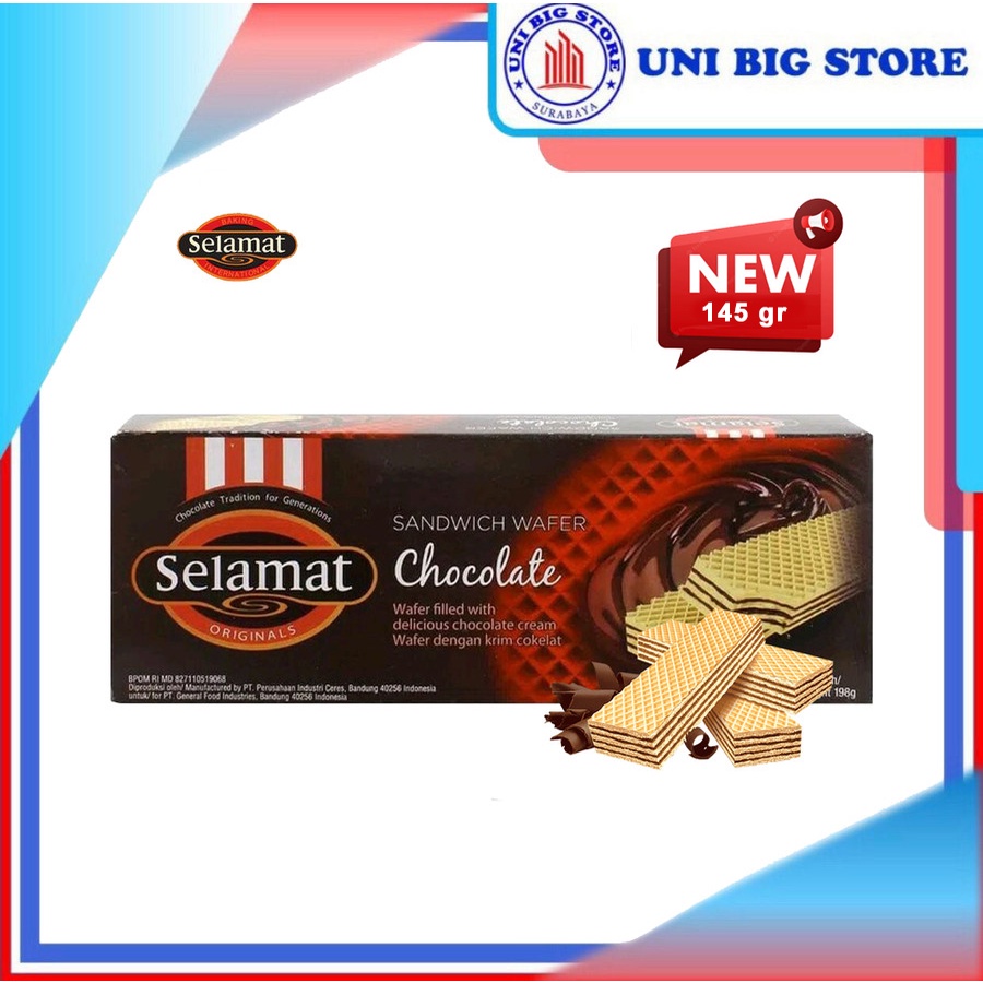 

Selamat Wafer Sandwich Chocolate 145 gr Coklat Cokelat