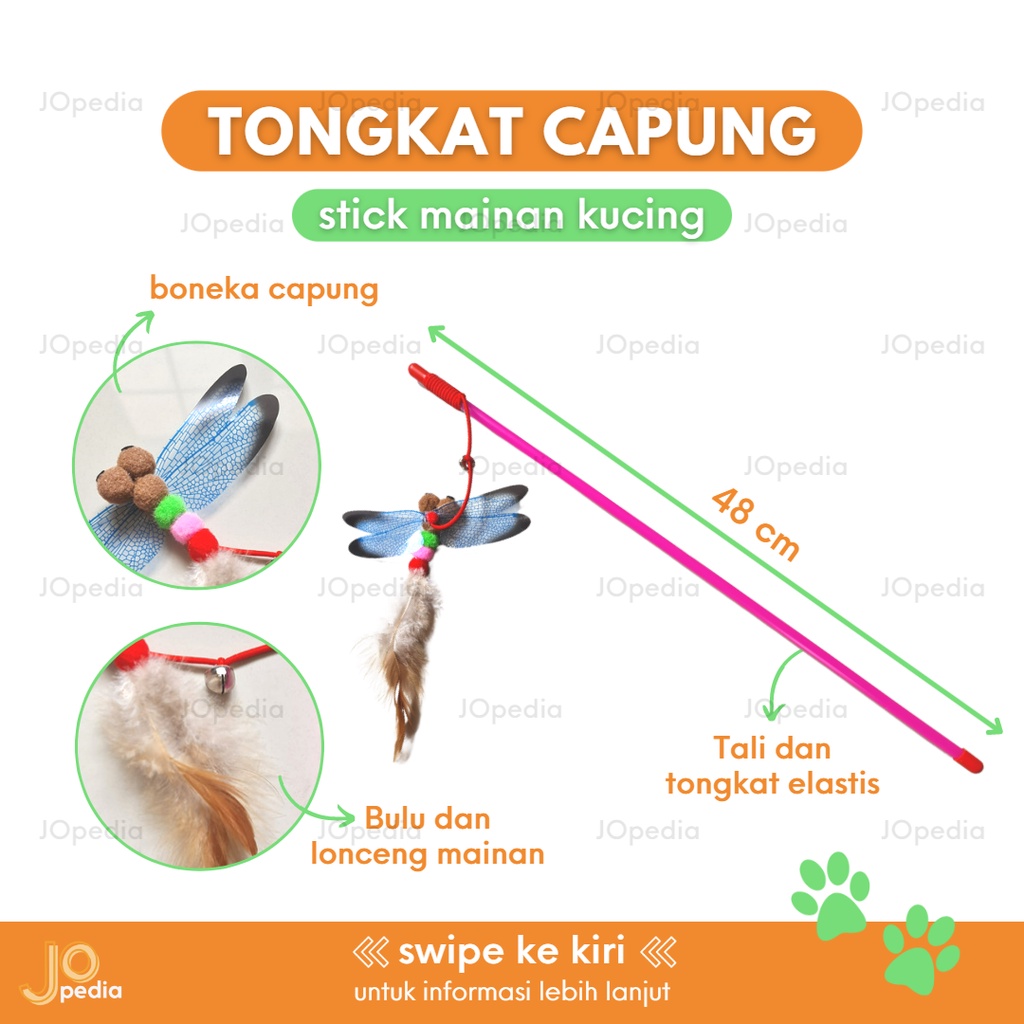 TONGKAT CAPUNG Kerincing Bulu Mainan Kucing Stick Pancing Cat Toy