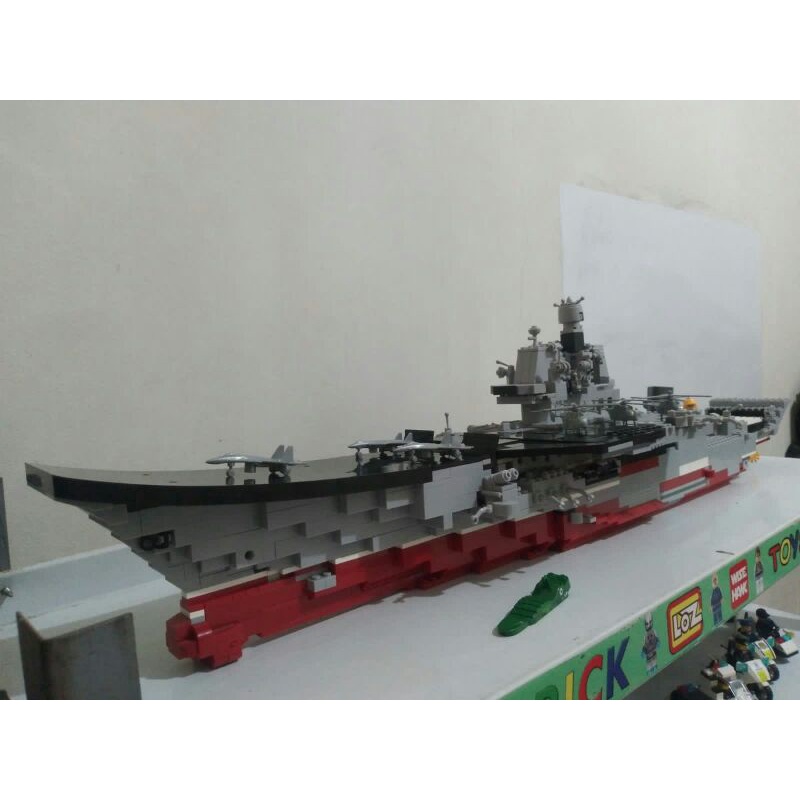 PRELOVED Mainan Edukasi Anak Brick bukan LEGO Kapal Perang Besar Sluban Pesawat Tempur Helikopter Mo