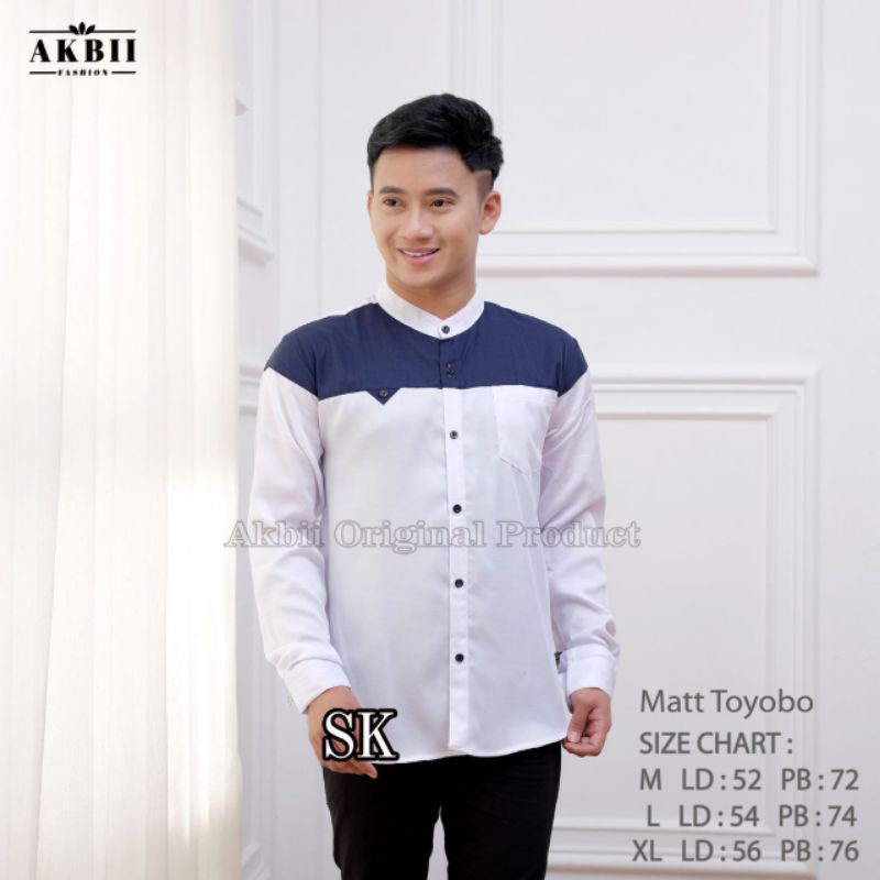 MUSLIM MEN'S WEAR BERLIAN NAVY BAJU KOKO PRIA COWOK PREMIUM POLOS WARNA BIRU DONGKER LENGAN PANJANG 