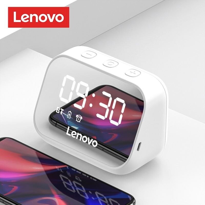 Lenovo Original TS13 Speaker Bluetooth Nirkabel LED Jam Alarm Digital Stereo Desktop Loudspeaker Kot