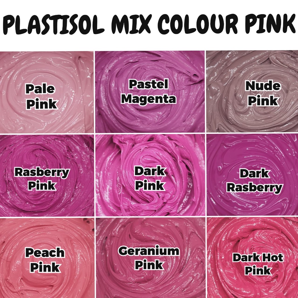 TINTA PLASTISOL LENGKAP PINK MIX COLOUR 500GR