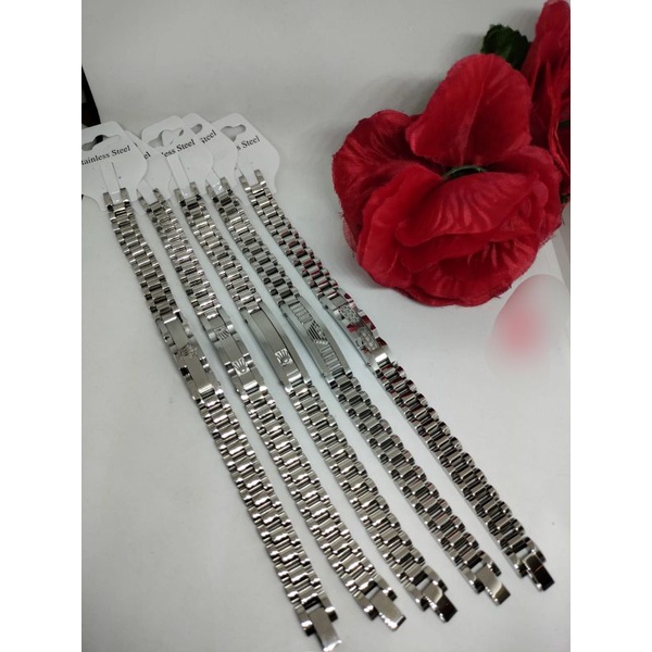 GELANG TANGAN RANTAI PRIA WANITA TITANIUM SILVER ANTI KARAT