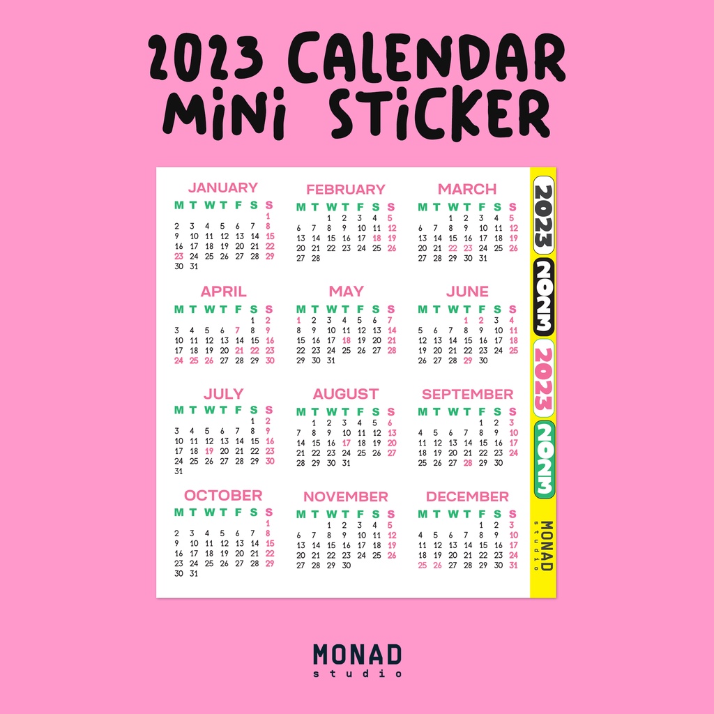 

2023 CALENDAR MINI STICKER DENGAN HARI LIBUR NASIONAL INDONESIA KALENDER STIKER JADWAL MONAD STUDIO