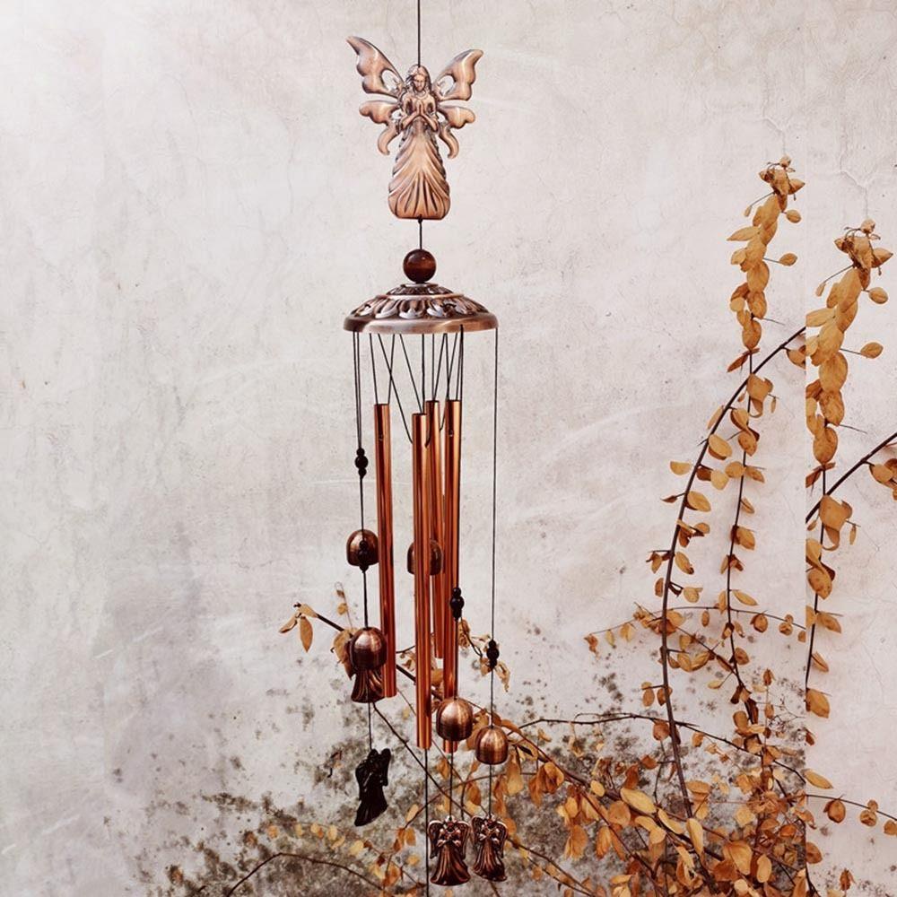 R-flower Angel Wind Chime Halaman Rumah Tabung Aluminium Logam Guardian Angel Pendant Decor