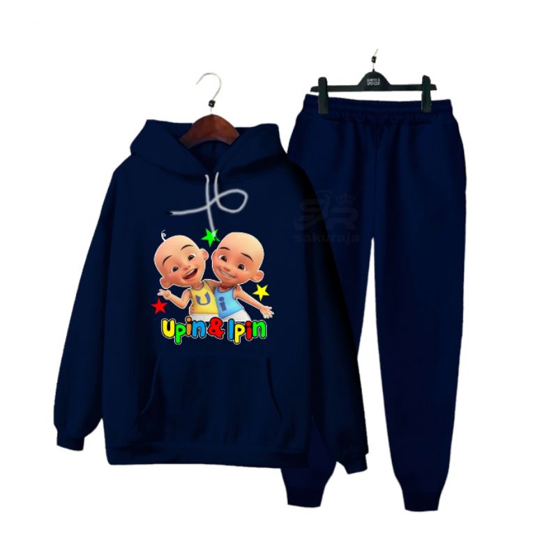 setelan hoodie anak karakter Upin Ipin/umur 3-12 tahun/bisa COD