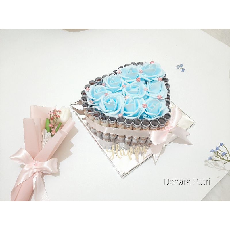 Birthday cake bouquet buket ultah buket kue ulang tahun,anniversary cake bouquet,money cake,buket uang by denara putri