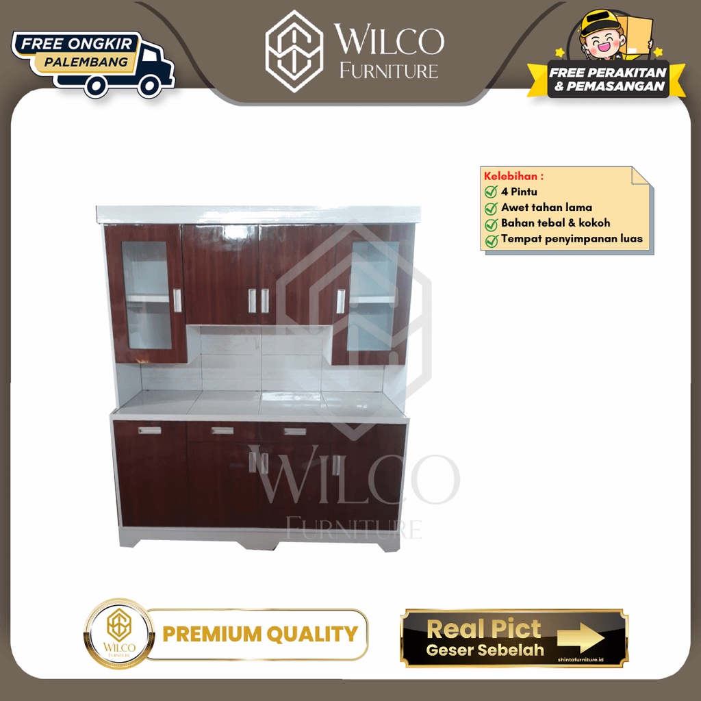 Lemari Dapur 4 Pintu Minimalis / Rak Dapur / Rak Piring Minimalis