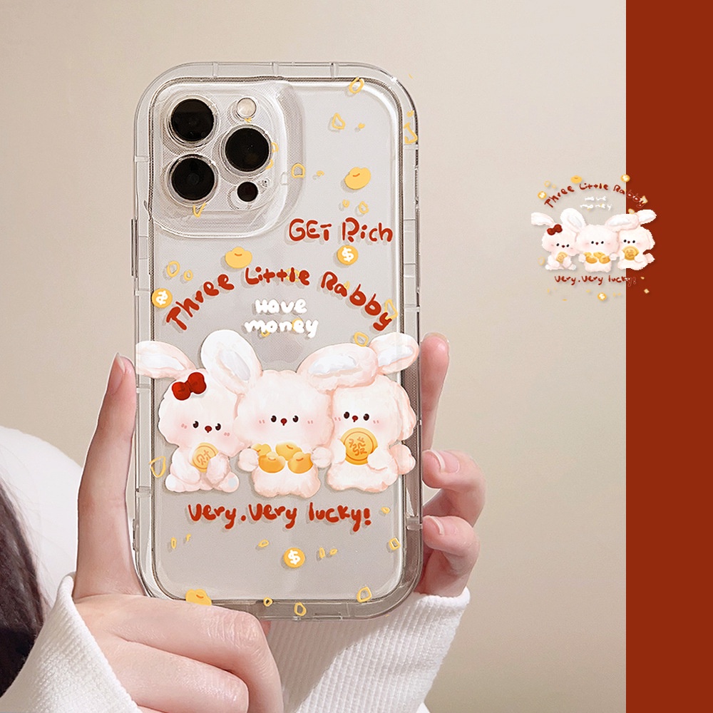 IPHONE 2023tahun Baru Cina Kelinci Lucu Emas Rabbit Kartun Silikon Case Untuk Iphone14 11 12 13 PRO MAX Casing Cover Pelindung1216