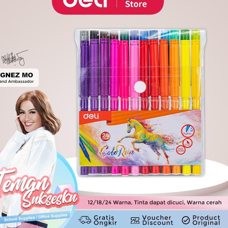 

[242] Deli Spidol Warna - Felt Pen dapat dicuci 1.0mm 12/18/24 Warna EC10023 ANE1