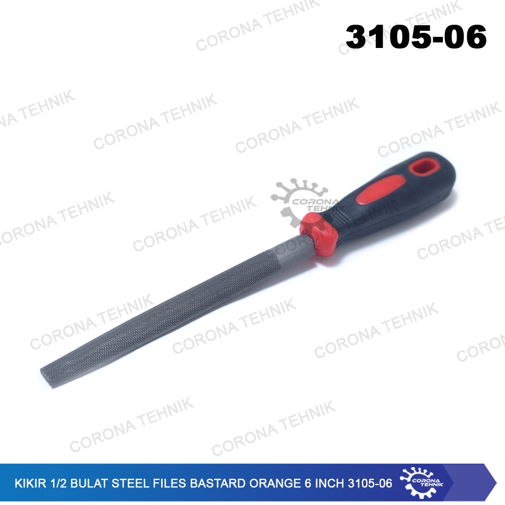 Steel Files Bastard Orange 6 Inch 3105-06 Kikir 1/2 Bulat