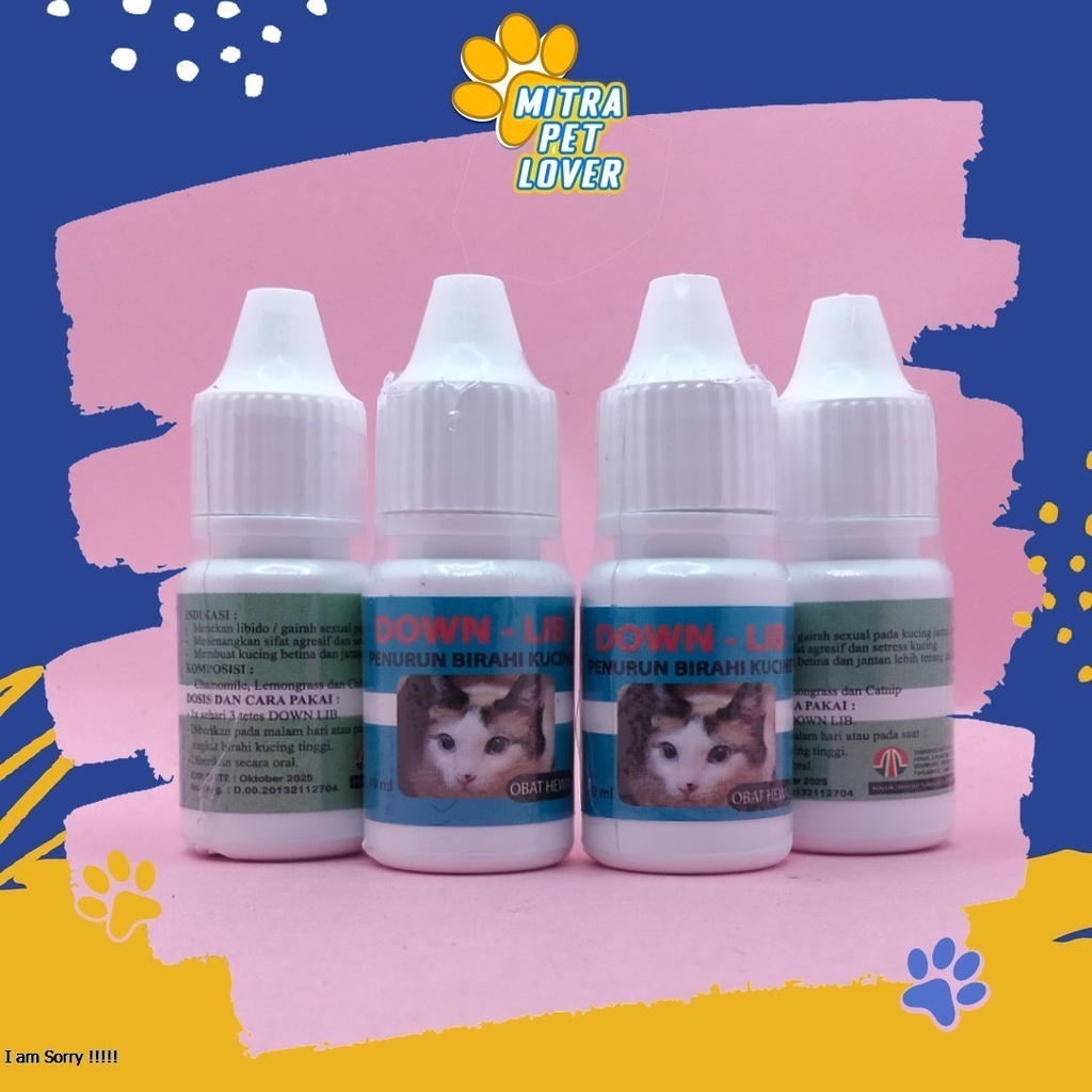 PENURUN LIBIDO KUCING JANTAN DAN BETINA - DOWN LIB CAT DROP 30ML - MENGATASI SIFAT AGRESIF STRES PADA KITTEN - MURAH ASLI GARANSI KUALITAS ORIGINAL - PET ANIMAL CEGAH KAWIN PUNYA ANAK TAMASINDO OBAT KESEHATAN &amp;  VITAMIN TERNAK HEWAN  MITRAPETLOVER