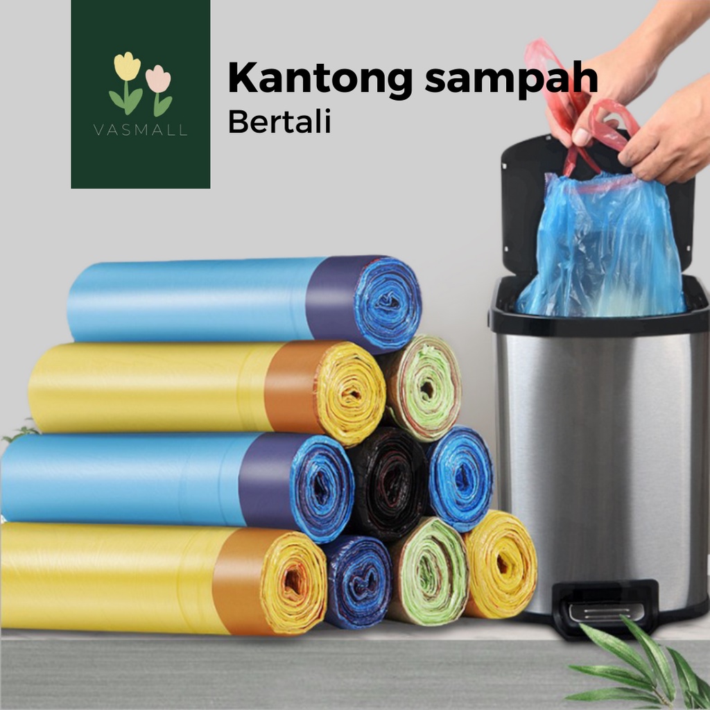 Jual Vasmall Kantong Plastik Sampah Roll Dengan Tali 45x50cm Isi 15 Lembar Kantong Plastik 4271