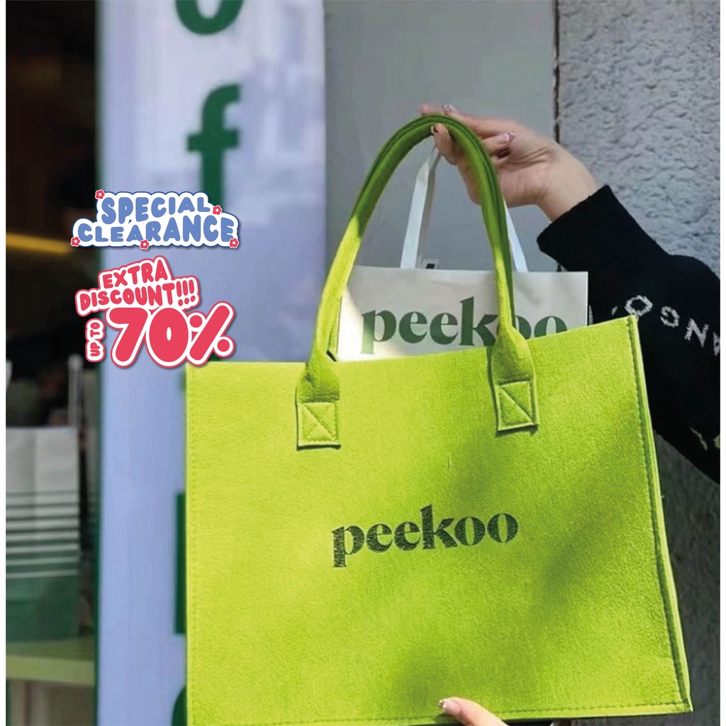 PEEKO Tas Totebag Polos Wanita Remaja Cute Korean Tote Bag Style By Chikoisme NR