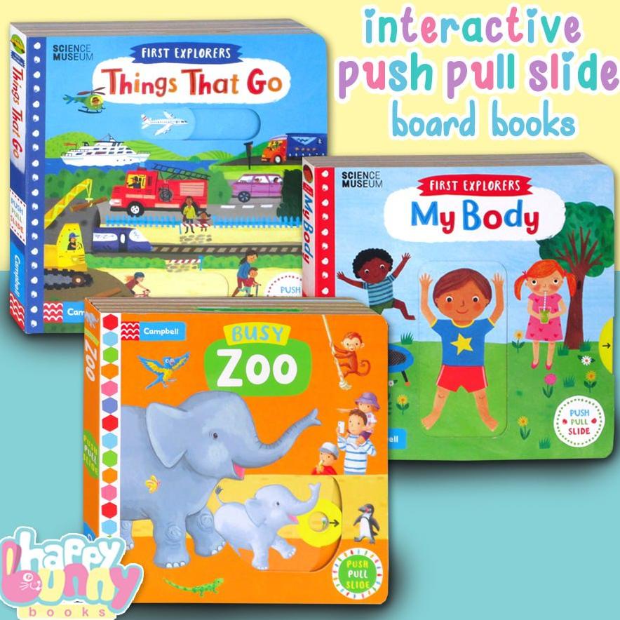Jual BISA COD [Campbell] Push Pull Slide Board Books Busy & First