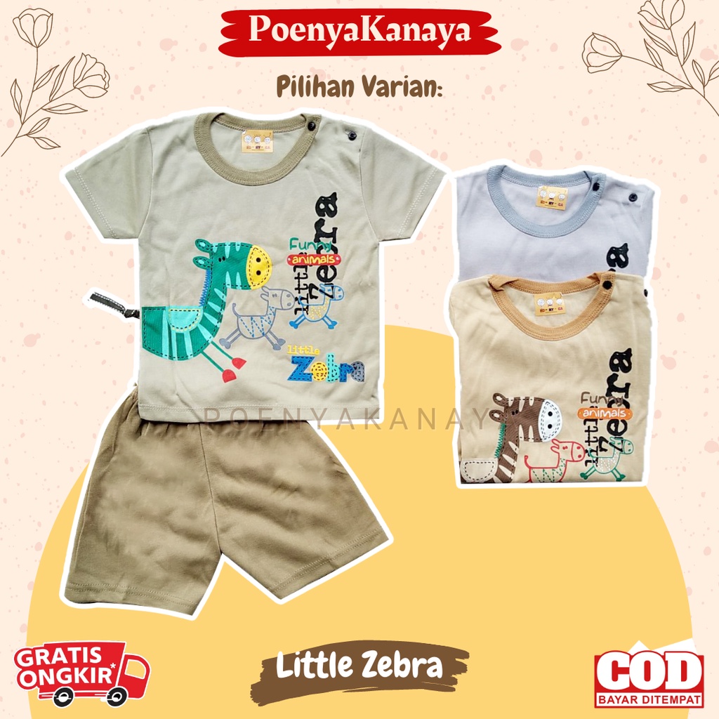 Setelan Baju Bayi Pendek Laki Laki EDRYCA WARNA COKELAT 3-12 Bulan STL06