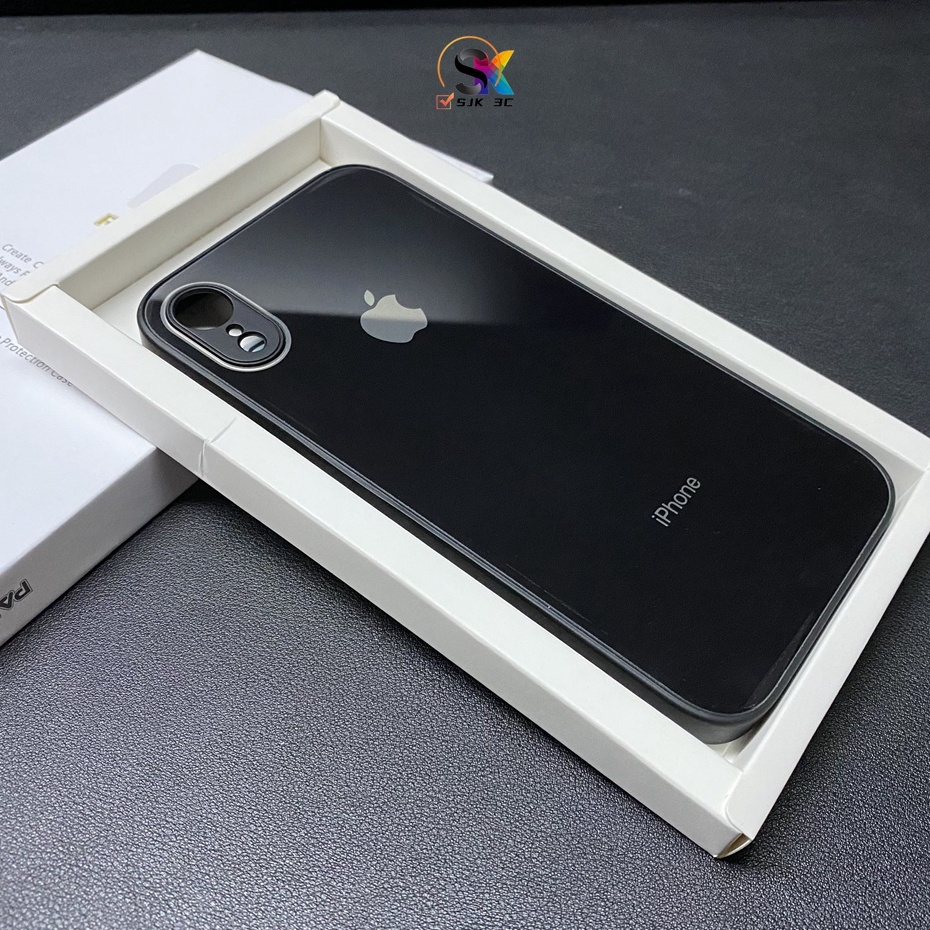 Casing ponsel iPhone 6 6s 7 8 Ditambah X XR XS MAX penutup belakang kaca tempered