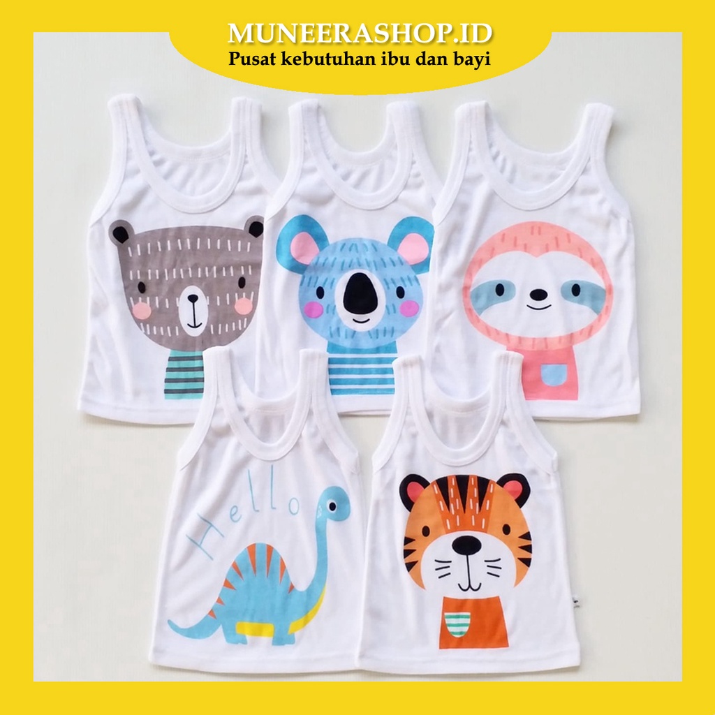 kaos singlet/kaos oblong/kaos dalam BAYI newborn motif karakter lucu putih laki laki perempuan