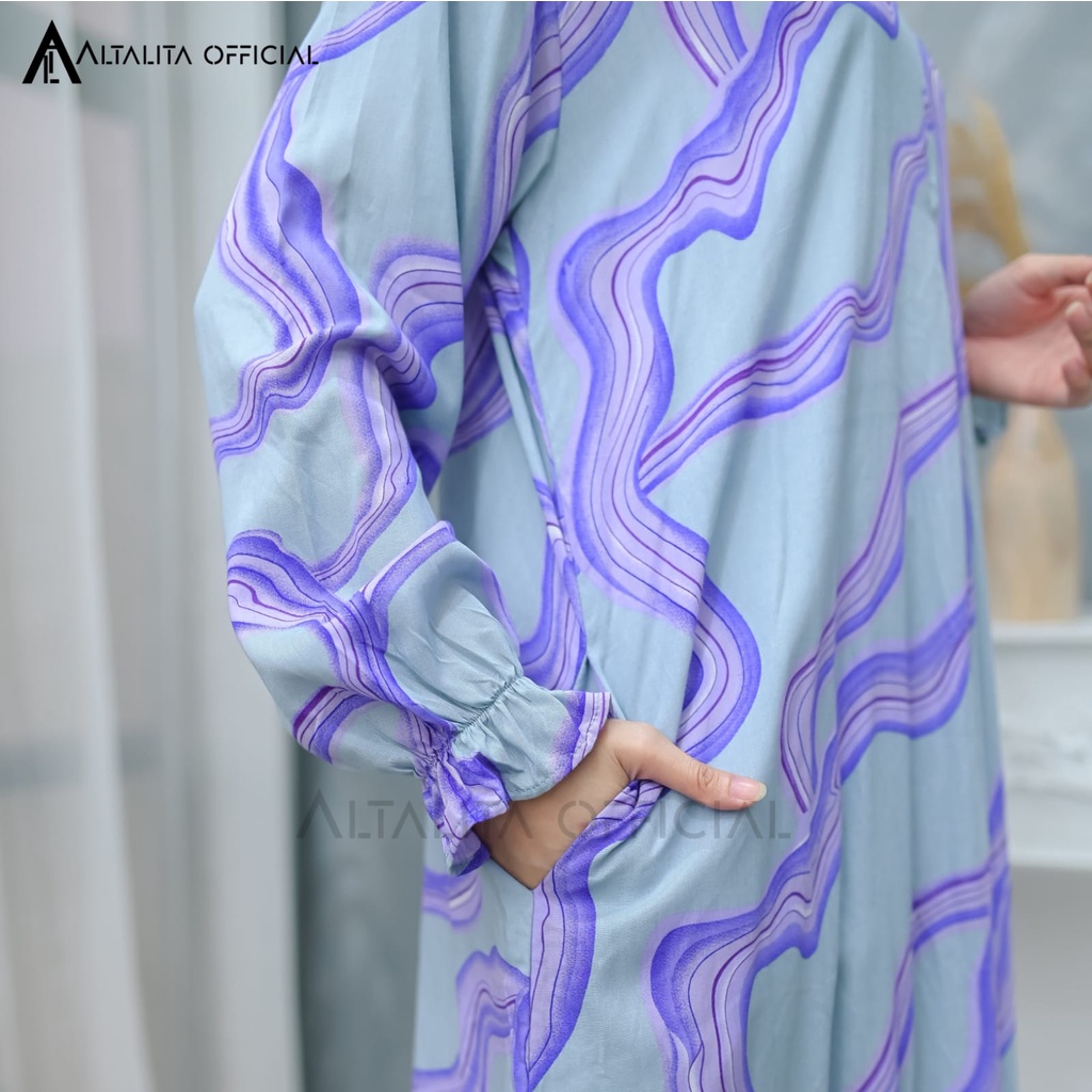 Altalita - Daster Panjang Lengan Tangan Panjang Semata Kaki Busui Motif Kekinian Bahan Katun Rayon Premium Jumbo LD 120