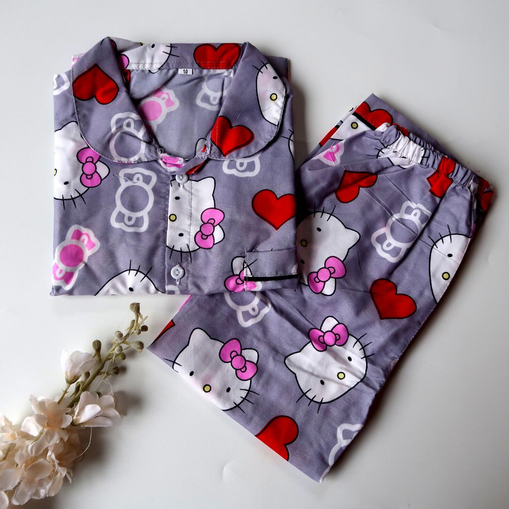 Setelan Baju Tidur Anak Perempuan Piyama Motif 1-4 Tahun
