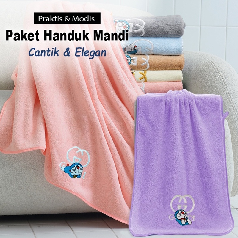 Handuk Anak Besar Microfiber Karakter Bordir Lembut dan Tebal Dengan 2 Ukuran Besar Dan Sedang Super Tebal / 2 Set Handuk Karakter