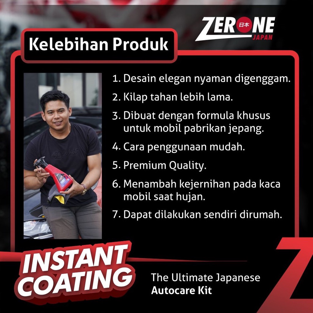 Zerone Instant Coating Pengkilat Body Kaca Eksterior Mobil Efek Daun Talas 465 ML