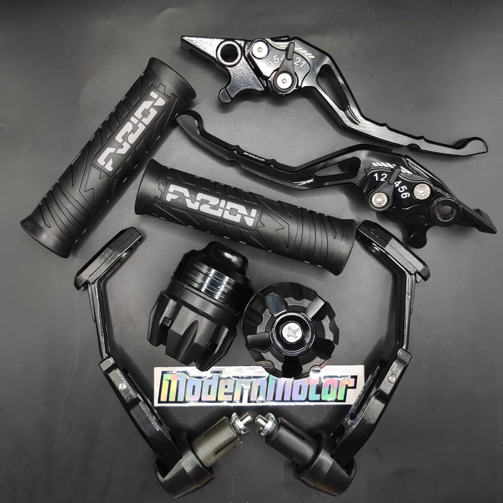 [HEMAT 4in1] Proguard Robot+Handgrip Fuzion+Jalu as+Handle Variasi CNC Nmax PCX Aerox Vixion Beat Mio Vario Tiger Mx Lexi Vario150 CBR R15 v3 Fu Mio j Rx king ADV Freego Supra