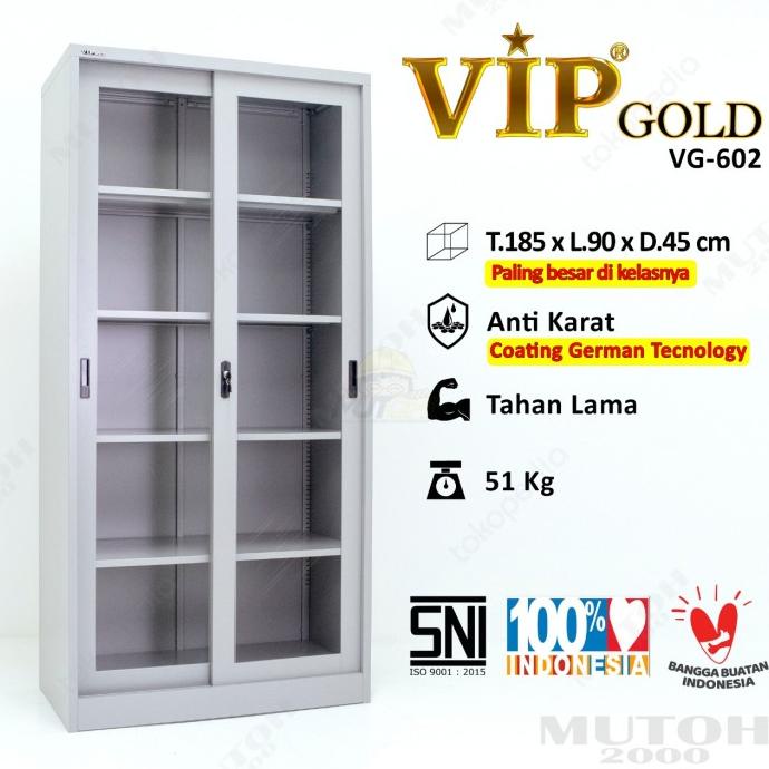

PROMO VIP GOLD VG-602 LEMARI ARSIP BESI PINTU SLIDING KACA TERBAIK