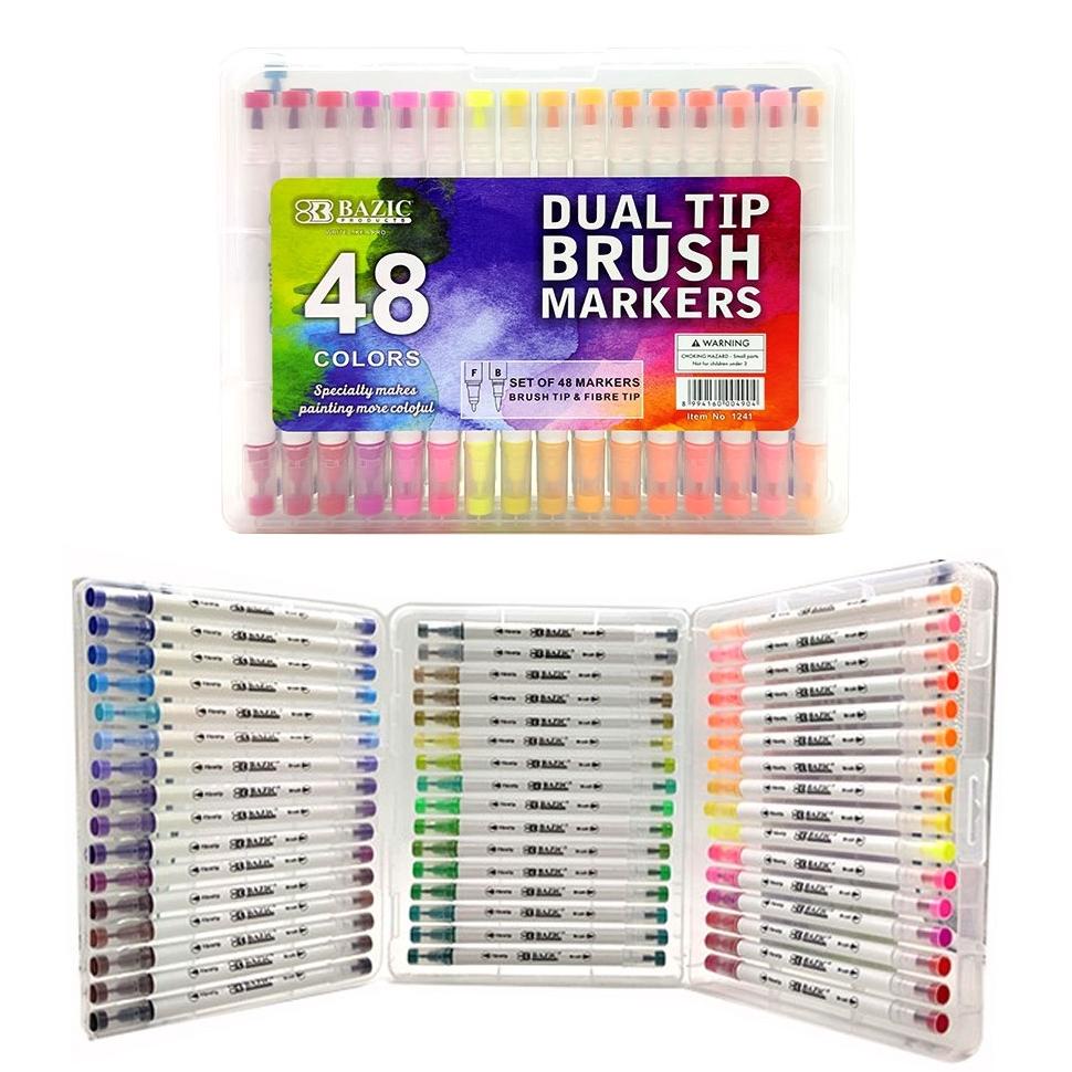 

BAZIC DUAL TIP BRUSH PEN SET 48 COLORS TERLARISS...,,,,,