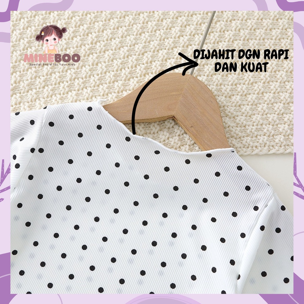 mineboo - SET POLKA RIBB 0-7tahun Piyama dua potong/pakaian kasual untuk anak/baju tidur anak/pakaian anak import