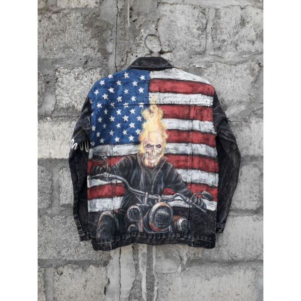jaket lukis ghost rider