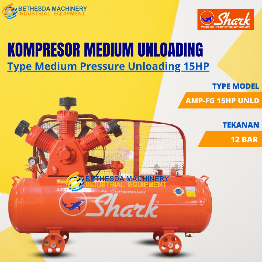 Kompresor angin /air compressor shark 15HP/15PK Medium Unloading 12Bar