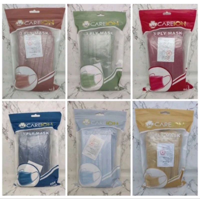 MASKER 3PLY CAREION PRO DISPOSABLE FACEMASK MASKER EARLOOP CAREION ISI 50PCS
